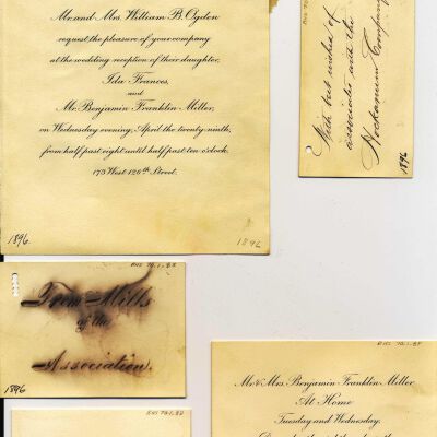 Various parts of the invitation to the wedding of Ida (Ogden) and Frank Miller