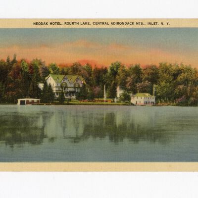 Neodak Hotel, Central Adirondacks postcard with lakeside postcard