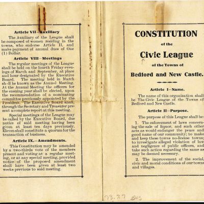 Constitution of the Civic League of the Towns of Bedford and New Castle