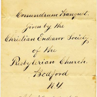 Conundrum Banquet given by the Christian Endeavor Society of the Presbyterian Church, 1892