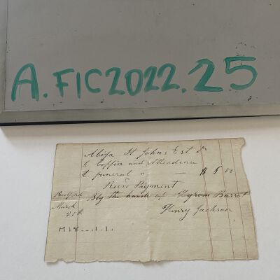 Receipt for Hyram Barreett for payment to Alijah St. John