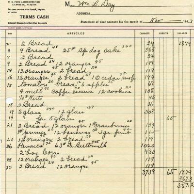 Receipt from W.B. Adams and Son, 1927