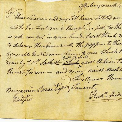 Agreement between Richard Tredwell, Elias Newman and Benjamin Isaacs, dated March 4, 1801