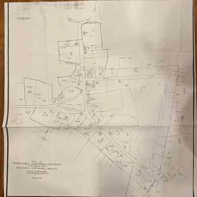 Map of Bedford Historic District, prepared for BHS, with black ink