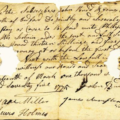 Promisory Note from John Budd and James Armstrong to Philip Leeth(?)