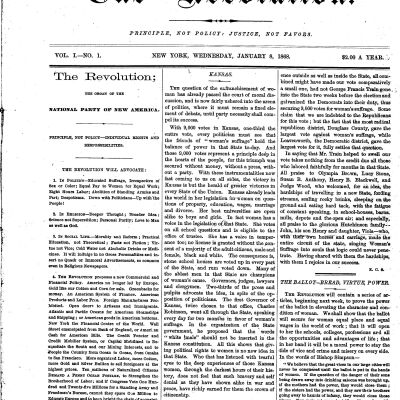 The Revolution, Vol. 1-No.1, January 8th, 1868