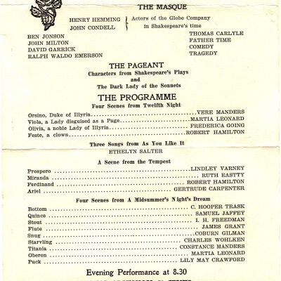 Program for Brookside Theatre on the Bedford State Road
