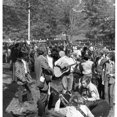 Village Green in 1960's showing Kids playing guitars.