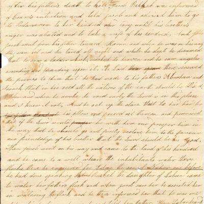 Account of Jacob and Esau, found inside Bible originally owned by Esther Holmes