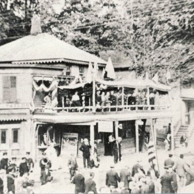 Very early Mount Kisco Fire Department on Old West Main Street, Late 1800's.