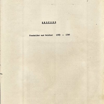 "Bedford: Freeholder and Soldier 1763-1790"
