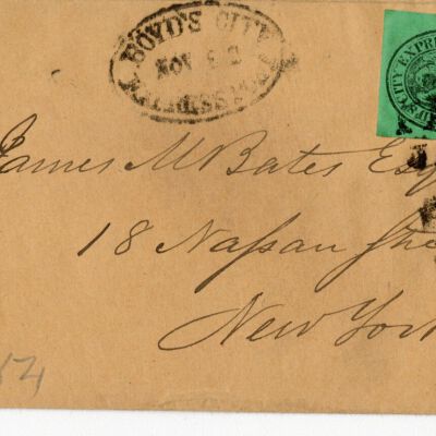 Envelope addressed to James M. Bates