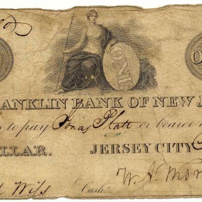 The Franklin Bank of New Jersey $1 Bank Note, 1827