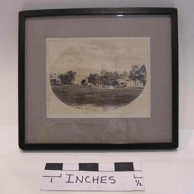 Photograph taken in 1862 of Bedford looking north, showing Presbyterian Church on Church Hill
