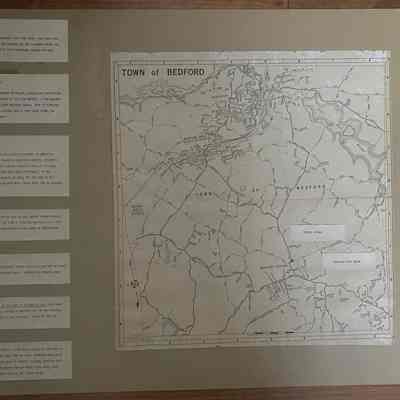 Map of Bedford showing public punishments areas on poster board