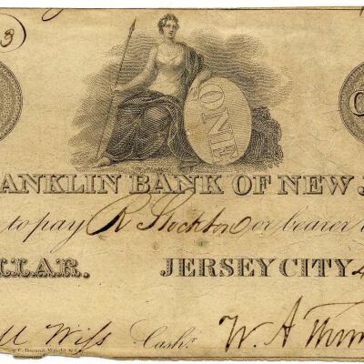 The Franklin Bank of New Jersey $1 Bank Note, 1829