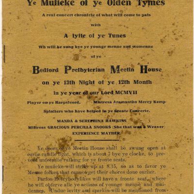 Program for a concert at the Presbyterian Church, 1907