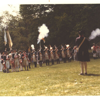 bicentenial celebration: soldiers on village green
