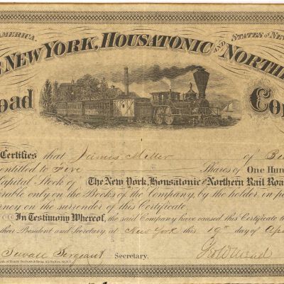 Stock certificate for the New York, Housatonic and Northern Rail Road Company, 1867