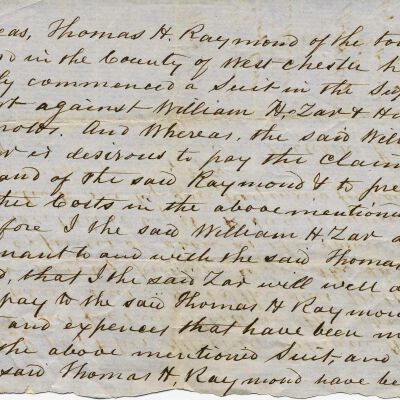 Four documents of Raymond family, 1857-1874