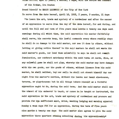 Abstract of indenture of apprenticeship