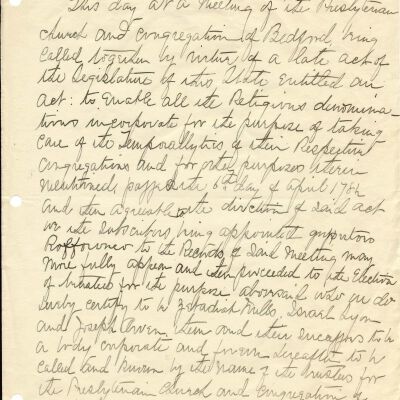 Record of meeting of Presbyterian Church, 1785