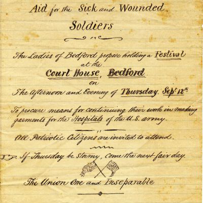 Call for a Festival at the Court House to aid sick and wounded civil war soldiers