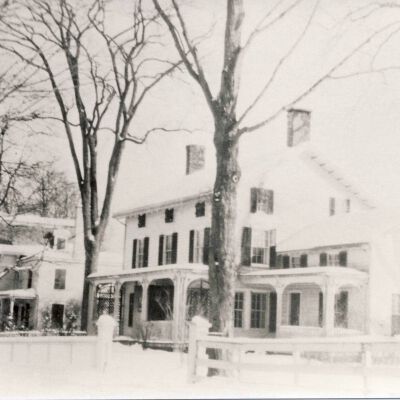 House belonging to Albert Williamson on Pound Ridge Road, circa 1794; Jas Bates house in distance