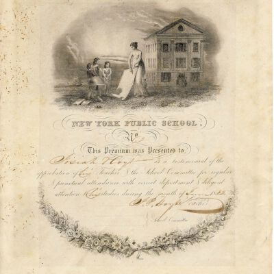Certificate presented to Josiah Hoyt, 1842