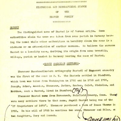 Historical and Biographical Sketch of the Husted Family