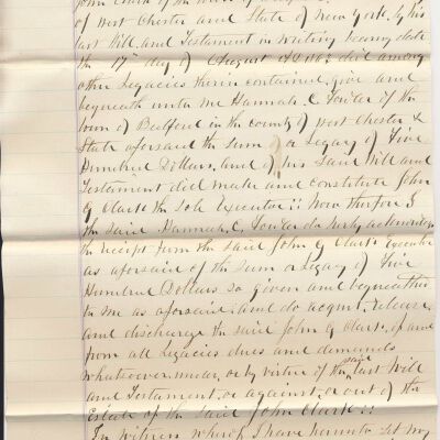 Receipts for money left in will of John Clark