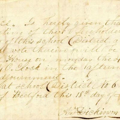 Notice of meeting of School District No.6, by Arnell F. Dickinson