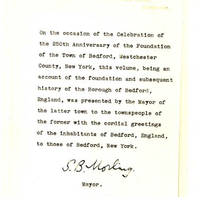 Letter from the Mayor of Bedford, England