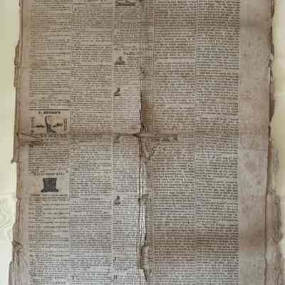 Newspaper, Columbian Chronicle, Sept, 20 and 27,1825 original and copies