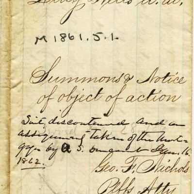 Summons: Burr Bradley against Letty Wells, 1861