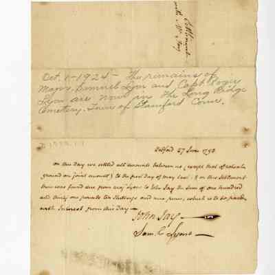 Document declaring accounts settled between Major Samuel Lyon and John Jay