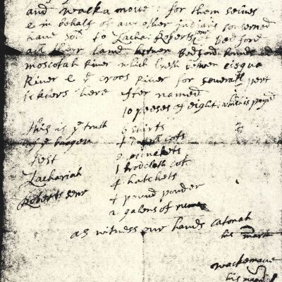 Photocopy and transcription of Land Deed signed by Chief Katonah, 1703