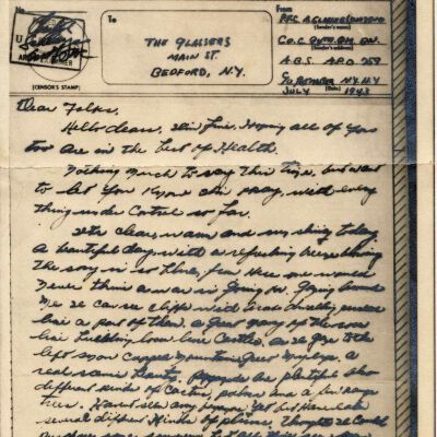 Letter from Albert Glasser to Glasser family