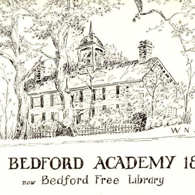 Drawing of the Bedford Academy by W. N. Angus