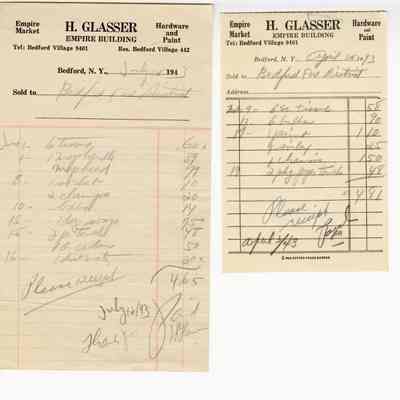 Two H. Glasser Receipts