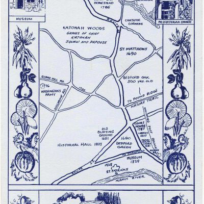 Bedford Village Notecard with map on front