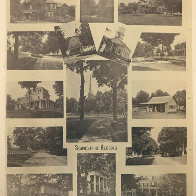 Collage Souvenir of Bedford homes and landmarks.