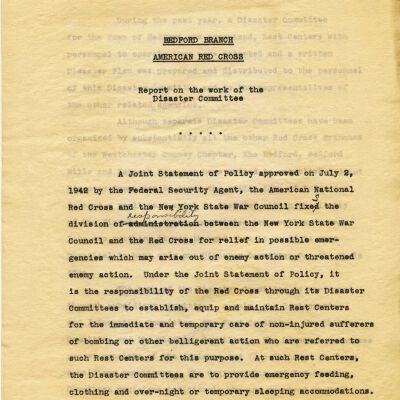 Bedford Branch American Red Cross: Report on the work of the disaster committee