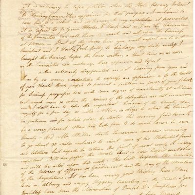 Letter from James Guion to Nehemiah S. Bates, includes transcription