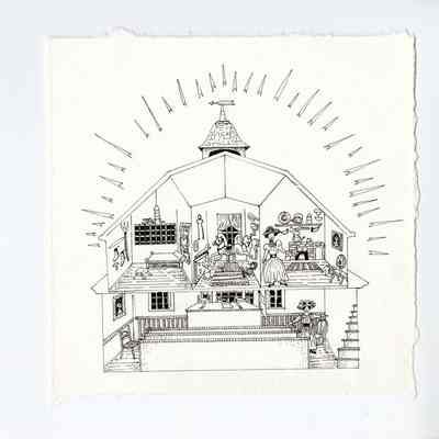 Original Illustration of Court House Interior