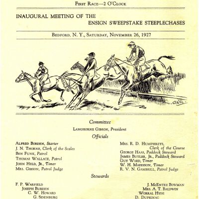 Inaugural Meeting of the Ensign Sweepstake Steeplechases, Program, 1927