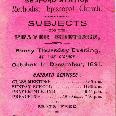 Bedford Station Methodist Episcopal Church flier