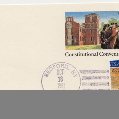 Commemorative stamped postcard with Constitutional Convention, 1987