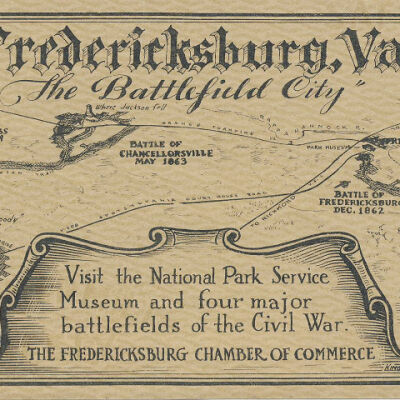 A certificate/ticket from the Fredericksburg, The Battlefield City.