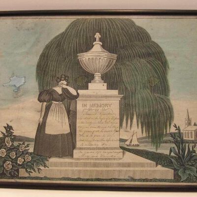 Mourning Picture for Samuel Gardner, the son in law of Samuel Brown and Polly Guion, and father of Henrietta Gardner Gray